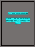 Test Bank Title: Horngren's Cost Accounting: A Managerial Emphasis Author(s): Charles T. Horngren