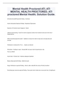 Mental Health Proctored ATI, ATI MENTAL HEALTH PROCTORED, ATI proctored Mental Health; Solution Guide.