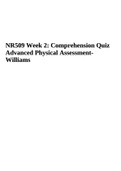 NR509 Week 2: Comprehension Quiz Advanced Physical AssessmentWilliams