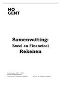 Examensamenvatting Excel en Financieel Rekenen - Castelein S.- HBO5 Accounting Administration HoGent