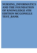 NURSING_INFORMATICS AND THE FOUNDATION OF KNOWLEDGE 4TH EDITION MCGONIGLE TEST_BANK