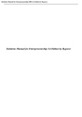 Solutions Manual for Entrepreneurship 1st Edition by Bygrave.