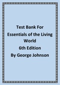 Test Bank For Essentials of the Living World 6th Edition By George Johnson.