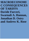 MACROECONOMI C CONSEQUENCES OF TARIFFS Davide Furceri, Swarnali A. Hannan, Jonathan D. Ostry and Andrew K. Rose