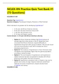 NCLEX-RN Practice Quiz Test Bank #1 (75 Questions And Answers)/Complete solution