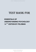 Essentials of Understanding Psychology 14th Edition By Robert Feldman Test Bank