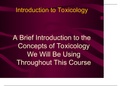 Brief Introduction to the Concepts of Toxicology 