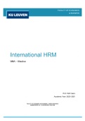 International HRM: Summary + Class notes (MBA - KUL Brussels)