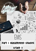 Grade 9 Economic and Management Science (EMS) Part 1 [Management] Summary