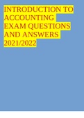 INTRODUCTION TO ACCOUNTING EXAM QUESTIONS AND ANSWERS 2021/2022
