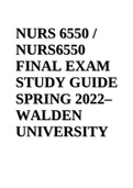 NURS 6550 / NURS6550 FINAL EXAM STUDY GUIDE SPRING 2022– WALDEN UNIVERSITY