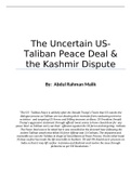 The Uncertain US-Taliban Peace Deal & the Kashmir Dispute