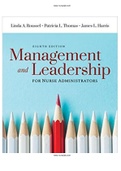 Management and Leadership for Nurse Administrators 8th Edition Roussel Test Bank