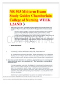 NR 503 Midterm Exam Study Guide: Chamberlain College of Nursing WEEK 1,2AND 