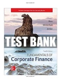 Fundamentals of Corporate Finance 12th Edition Ross Test Bank All Chapters Included (1-27)  ISBN-13 ‏ : ‎9781259918957| Complete Test bank