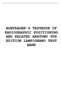 Bontrager's Textbook of Radiographic Positioning and Related Anatomy 9th Edition Lampignano Test Bank
