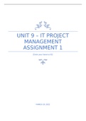 Unit 9:IT Project Management - Assignment 1 (All Criterias Met) | Distinction Grade