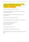 California RDA Written Exam Pre Test Bank (211 Questions with 100% CORRECT ANSWERS)