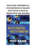 TEST BANK THEORETICAL FOUNDATIONS OF HEALTH EDUCATION & HEALTH PROMOTION 3RD SHARMA