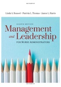 Management and Leadership for Nurse Administrators 8th Edition Roussel Test Bank