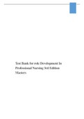 Test Bank for Role Development In Professional Nursing 3rd Edition Masters