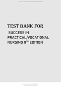 TEST BANK FOR SUCCESS IN PRACTICAL VOCATIONAL NURSING 8TH EDITION 2024 LATEST UPDATED VERSION 