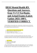 HESI Mental Health RN Questions and Answers from V1-V3 Test Banks and Actual Exams (Latest Update 2021) 100% VERIFIED CORRECT 