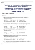 Understanding the International Environment and Global Business Functions 1st Edition, Gaspar. Chapter 1-15 test bank