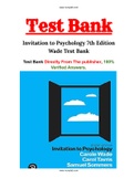 Invitation to Psychology 7th Edition Wade Test Bank