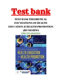 TEST BANK THEORETICAL FOUNDATIONS OF HEALTH EDUCATION & HEALTH PROMOTION 3RD SHARMA ISBN:978-1284104943|Test bank |Complete Guide A+