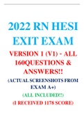 2022 RN HESI EXIT EXAM VERSION 1 (V1) – ALL 160QUESTIONS & ANSWERS!! (ACTUAL SCREENSHOTS FROM EXAM A+) (ALL INCLUDED!!)