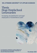 Thesis Stenen Leeuwarden Hoge Hotelschool - Increasing job satisfaction employees large plant - geslaagd 7,8 in 2021