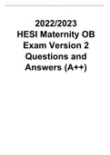 2023 HESI Maternity OB Exam Version 2 Questions and Answers (A++).
