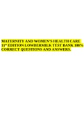 MATERNITY AND WOMEN’S HEALTH CARE 11th EDITION LOWDERMILK TEST BANK 100% CORRECT QUESTIONS AND ANSWERS.