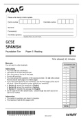 AQA GCSE SPANISH Foundation Tier Paper 3 Reading 8698-RF-QP-Spanish-G-26May22