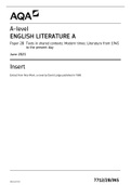 A-level ENGLISH LITERATURE A Paper 2B Texts in shared contexts: Modern times: Literature from 1945 to the present day