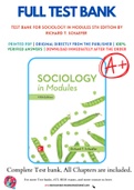 Test Bank For Sociology in Modules 5th Edition by Richard T. Schaefer 9781260074956 Module 1-60 and Chapter 1-18 Complete Guide.