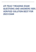 ATI TEAS 7 READING EXAM  QUESTIONS AND ANSWERS 100%  VERIFIED SOLUTION BEST FOR  2023 EXAM