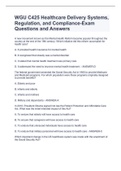 WGU C425 Healthcare Delivery Systems, Regulation, and Compliance-Exam Questions and Answers