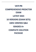 VATI PN COMPREHENSIVE PREDICTOR EXAM LATEST 2023 10 VERSIONS (EXAM SETS) 100% VERIFIED Q&A GRADED A+ COMPLETE SOLUTION PACKAGE