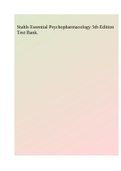 Stahls Essential Psychopharmacology 5th Edition Test Bank.