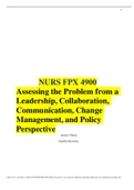NURS FPX 4900  Assessing the Problem from a Leadership, Collaboration, Communication, Change Management, and Policy Perspective