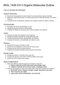 Notes and Outline on Organic Molecules from Biology