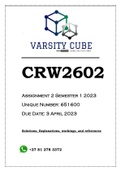 CRW2602 Assignment 2 Semester 1 2023 (651600)