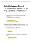 Basic Life Support Exam A (25 questions) 2023 QUESTIONS AND ANSWERS 100% CORRECT 