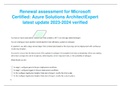 Renewal assessment for Microsoft Certified: Azure Solutions Architect Expert latest update 2023-2024 verified