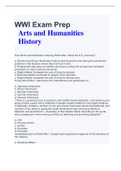 WWI Exam Prep Arts and Humanities History