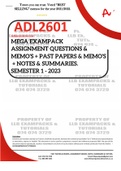 ADL2601 EXAMPACK - SEMESTER 1 - 2023 - UNISA (LATEST) - ALL-IN-ONE - INCLUDES :- ASSIGNMENT MEMOS, NOTES, SUMMARIES, PAST QUESTIONS AND ANSWERS. 