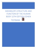 MEMMLER'S STRUCTURE AND FUNCTION OF THE HUMAN BODY 12TH EDITION COHEN  TESTBANK
