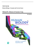 Test Bank - Human Biology: Concepts and Current Issues, 9th Edition (Johnson, 2022), Chapter 1-24 | All Chapters